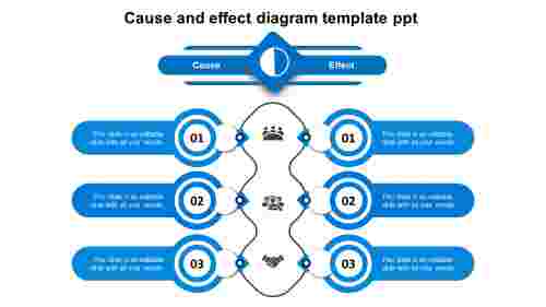 cause and effect diagram template ppt-blue
